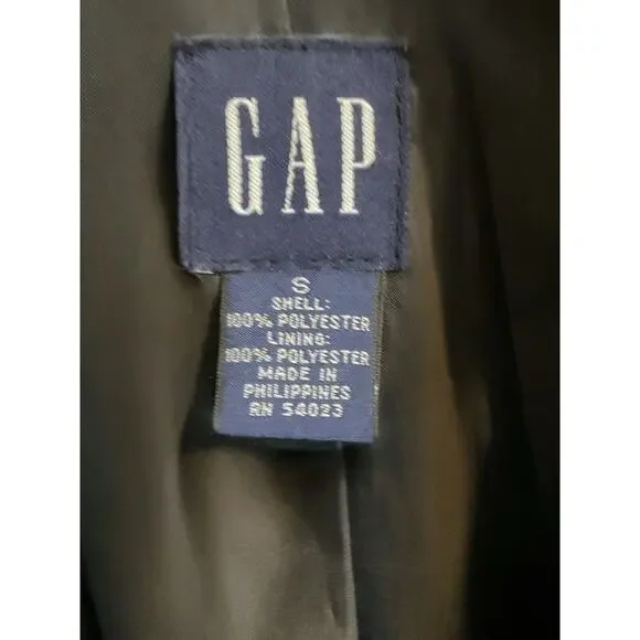 Gap Rain Coat SZ S Women's Black Lightweight Pockets Double Breasted - Picture 5 of 11